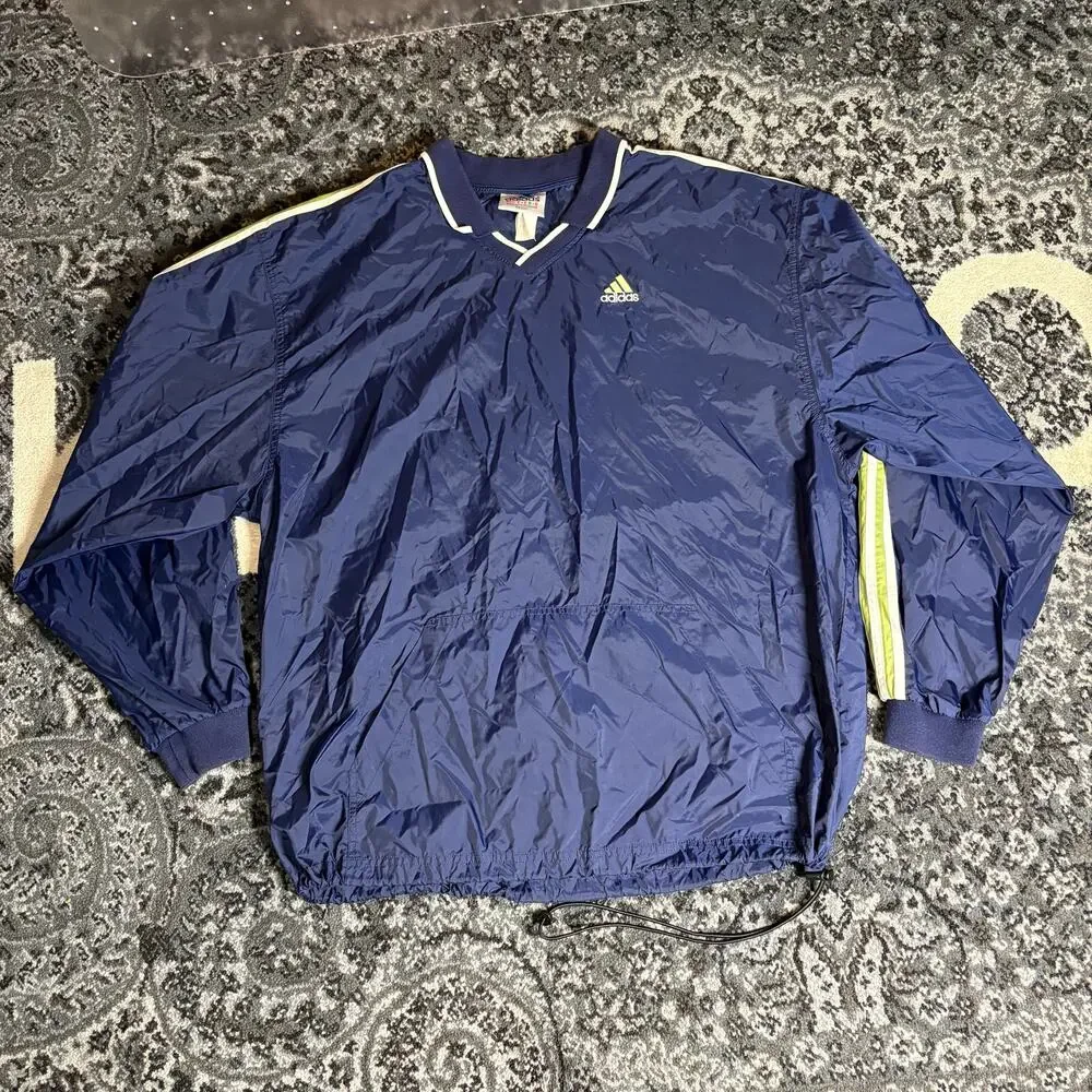 Vintage Adidas 90s Navy Sage Green Collared Windbreaker Mens Sz‎ XL Preowned